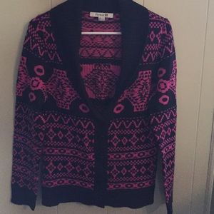 patterned button up sweater