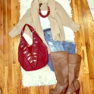 Knit drape-front cardigan sweater