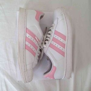 Pink striped adidas superstar