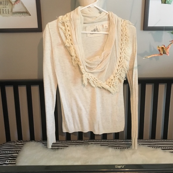 Angel of the north fringe neck cream sweater