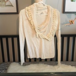 Angel of the north fringe neck cream sweater