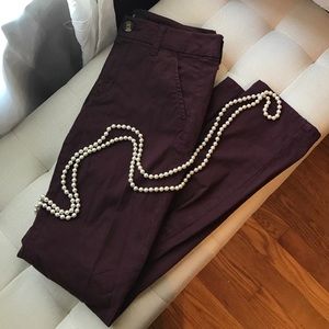 Maroon burgundy stretch straight leg trouser pants