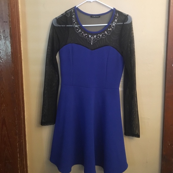 Blue skater style dress with rhinestone detail - Picture 1 of 4