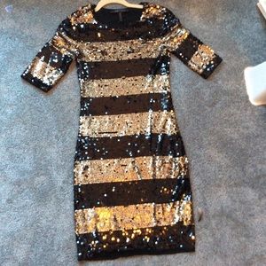 BCBG Striped Sequin Dress