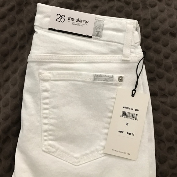 White 7 for All Man Kind super skinny jeans