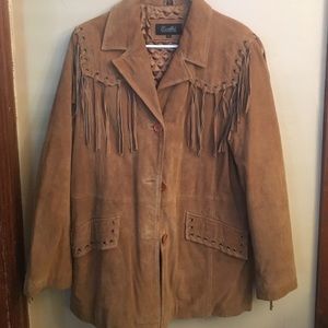 Camel suede jacket with fringes