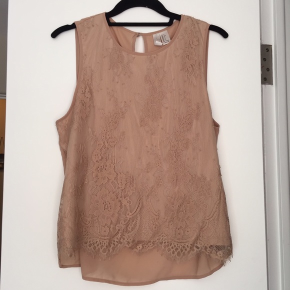 Tan Lace Forever 21 Sleeveless Shirt