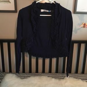 Navy blue ruffle sparrow cardigan