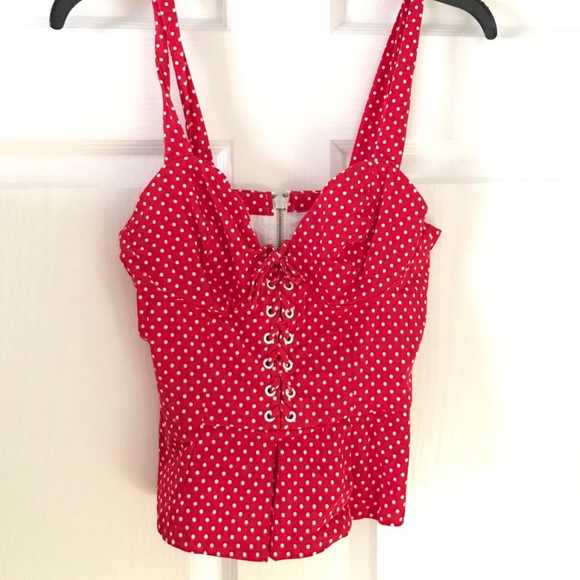 Bebe Red Polka Dot Top - Picture 1 of 3