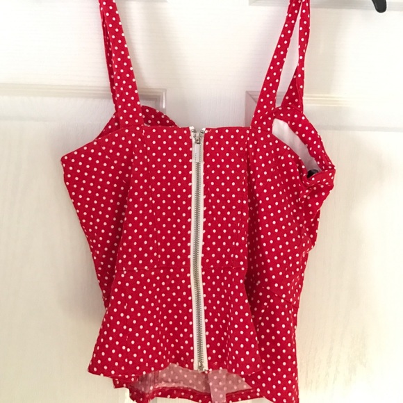 Bebe Red Polka Dot Top - Picture 2 of 3