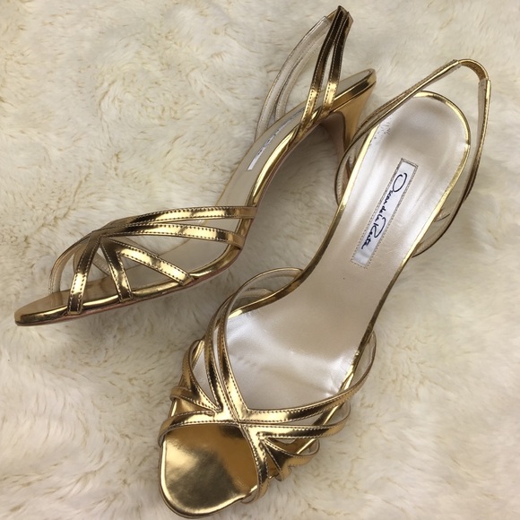 Oscar de La Renta pumps. Made in Italy Gold 391/2 - Picture 1 of 4
