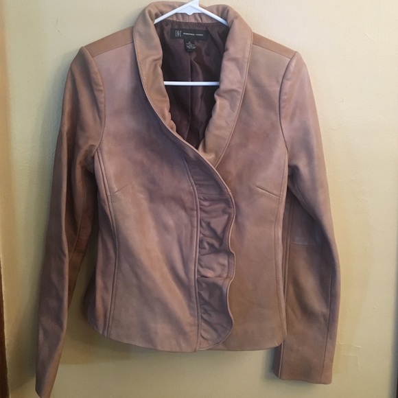 Leather beidge coat cinched front