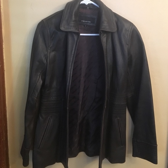 Jones New York Brown Leather Coat