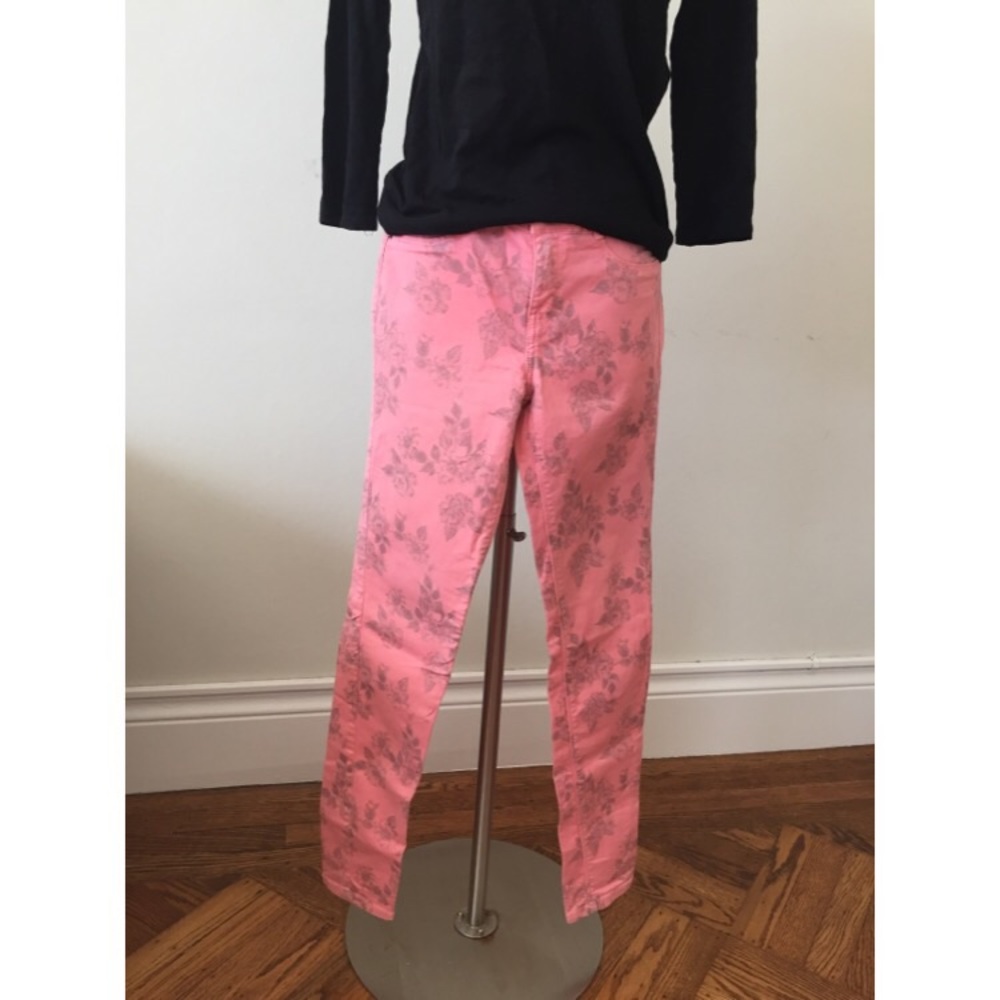 Zara skinny jeans, low rise floral print, pink