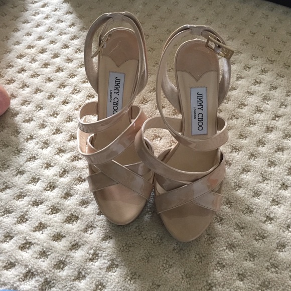 Jimmy Choo nude strappy heels. Size 6.