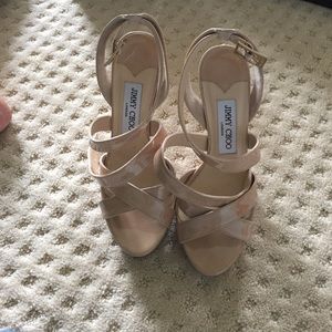 Jimmy Choo nude strappy heels. Size 6.