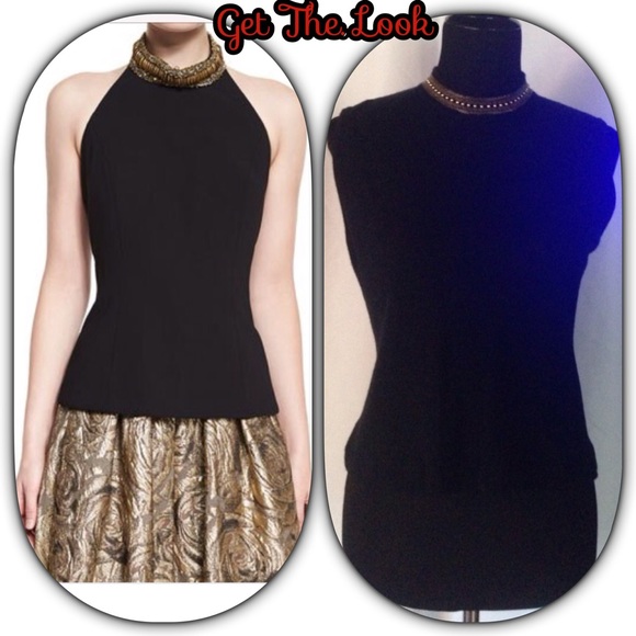 🍂🍁 Fall/Winter Vintage Jones New York Black Embellished Neck Top Sz S - Picture 1 of 4