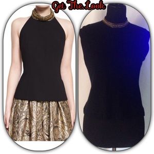 🍂🍁 Fall/Winter Vintage Jones New York Black Embellished Neck Top Sz S