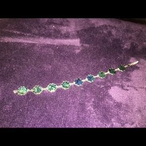 Little blue-ish marbly colored flower anklet