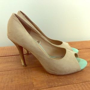 Nude suede high heels size 8.5