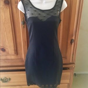Little Black mesh top & eyelet hem dress, size S