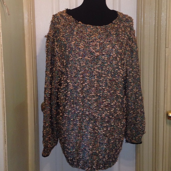 🍂🍁 Fall 🎉➕HP 🎉Vintage Metallic Knitted Sweater Sz XL - Picture 2 of 4