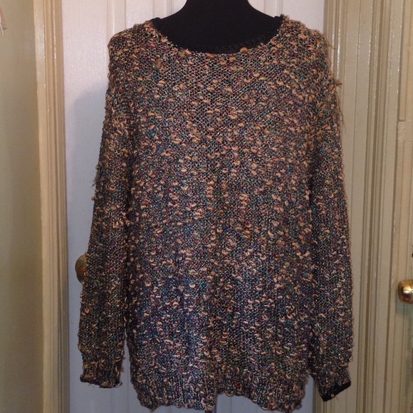 🍂🍁 Fall 🎉➕HP 🎉Vintage Metallic Knitted Sweater Sz XL - Picture 3 of 4