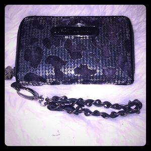 BETSEY JOHNSON wristlet- grey leopard