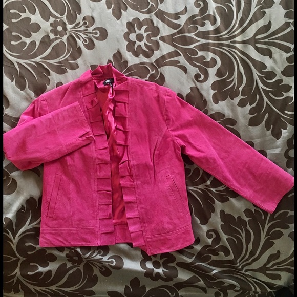 Metrostyle hot pink suede ruffled jacket - Picture 1 of 2