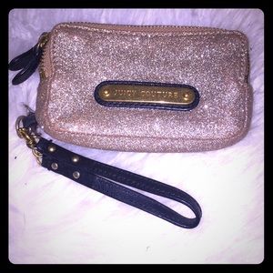 SALE JUICY COUTURE gold/champagne glitter wristlet