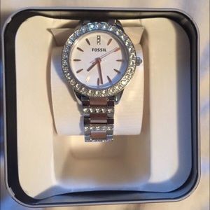 Rose Gold & Silver Fossil Watch