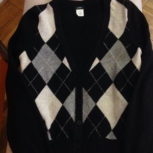 XS Wool/Cashmere Argyle V-neck J.Crew Cardigan