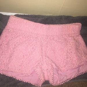 Pink lace shorts