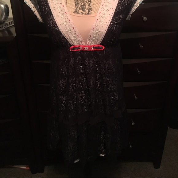 Free People Black Lace Mini Dress