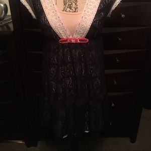 Free People Black Lace Mini Dress