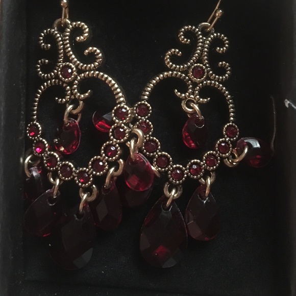 Ruby rose red chandelier earrings