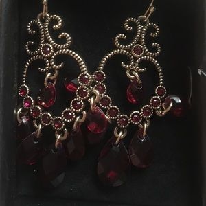 Ruby rose red chandelier earrings