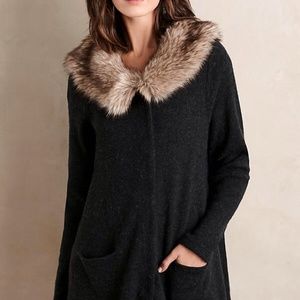 ANTHROPOLOGIE heathered slate sweater coat