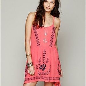 SALE! Free People Coral Embroidered Bohemian Dress