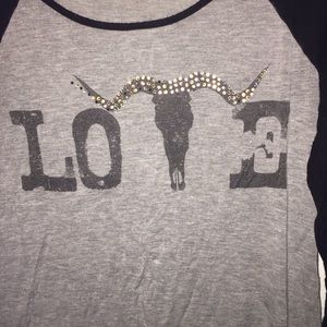 💍🌟3/4 length black and grey rhinestone shirt