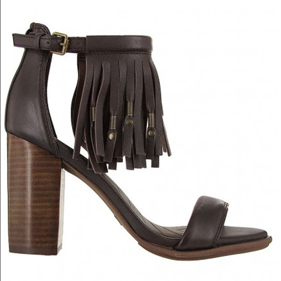 Fringe Chunky Heel Sandals - Picture 3 of 4