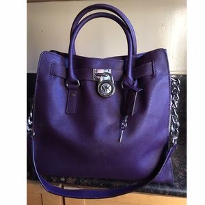 Michael Kors Purple Saffiano Leather Hamilton Bag