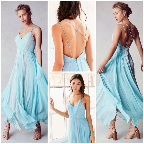 Blue Chiffon Maxi Dress