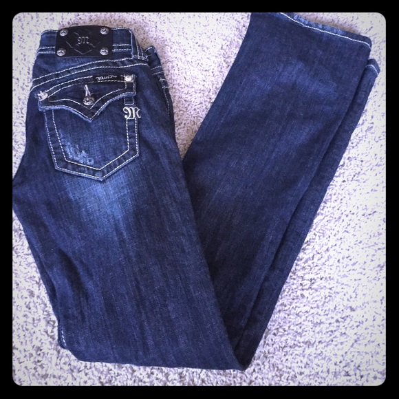 Miss Me dark wash jeans with rhinestone detail 26
