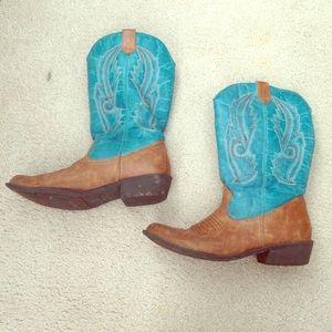 Turquoise and brown cowgirl boots