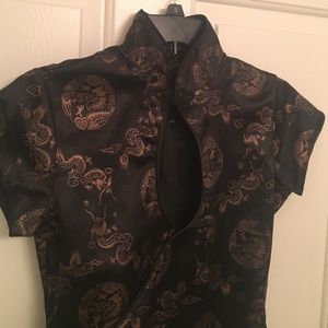 Sexy gold dragon print dress