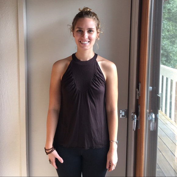 Brown high neck tank.