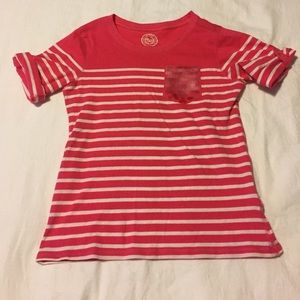 Pink and white striped cotton top
