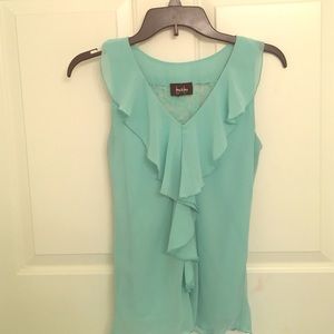 Turquoise ruffled top w/ lace back feature
