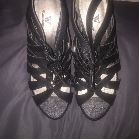 Black strap heels